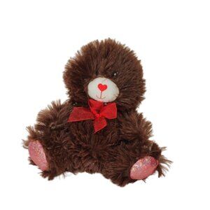 Greenbrier Brown Bear Plush Stuffed Animal Heart Nose with Glitter Ears and Feet